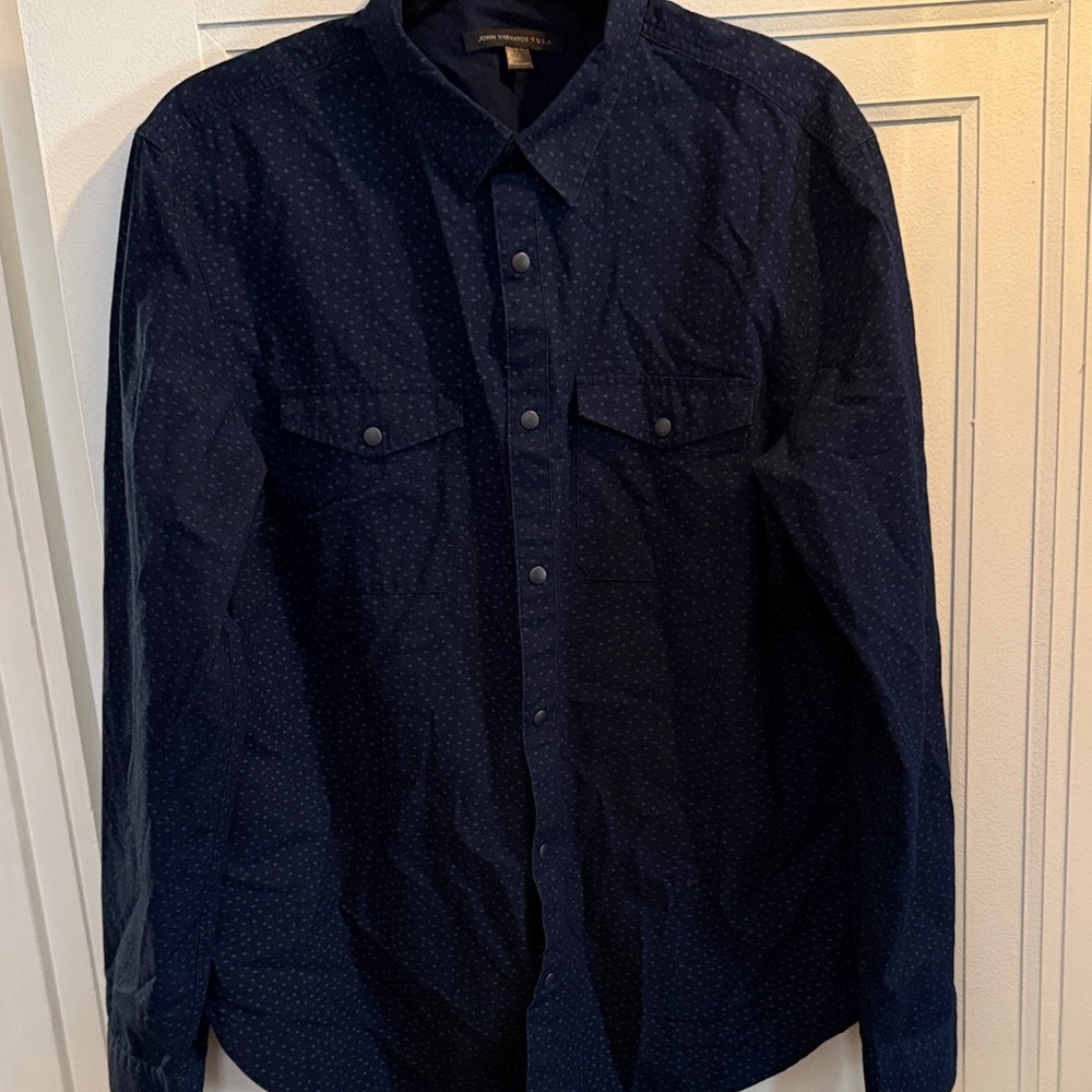 John Varvatos Dark Blue Casual Western shirt
